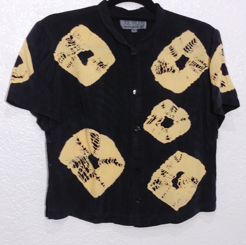 Vintage 80's or 90's Sue Wong Studio Hand stamped Top Made in USA
